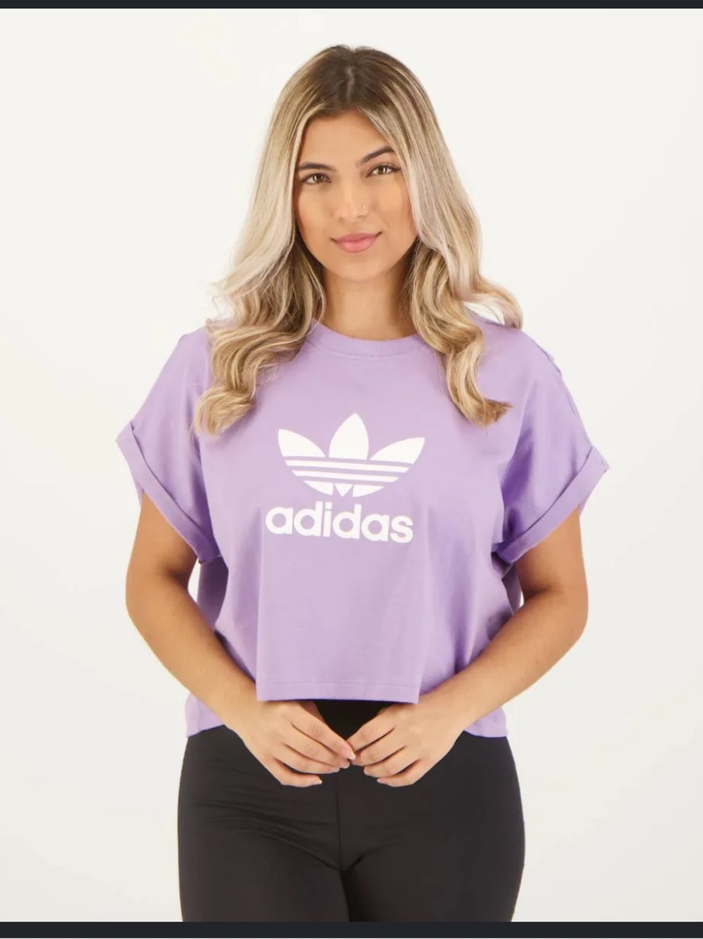 Adidas OG- Sz Lrg- Crop Trefoil Boxy Tee- 100% Cotton- Periwinkle